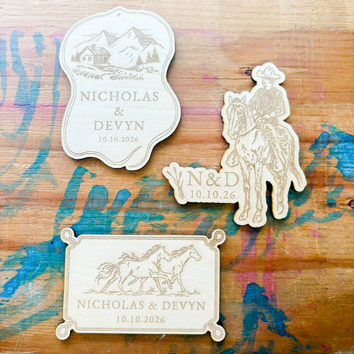 🧲 Custom Laser Engraved Wooden Magnets (10 Pieces)